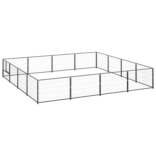 hundeløbegård 16 m² stål sort