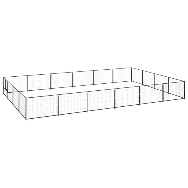 hundeløbegård 24 m² stål sort