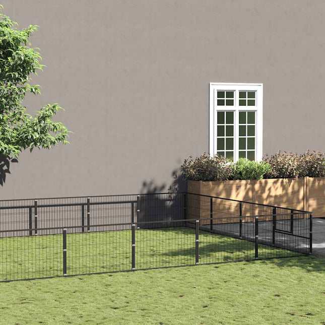 hundeløbegård 28 m² stål sort