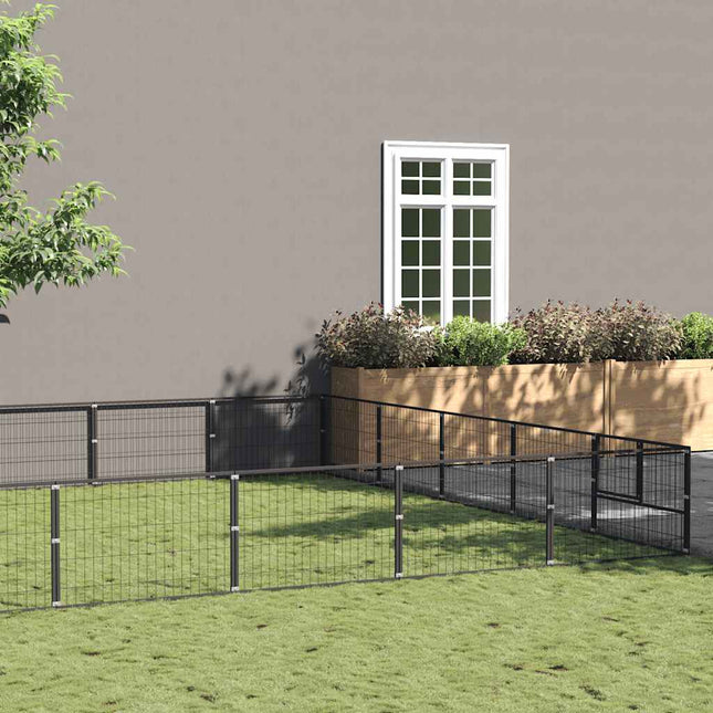 hundeløbegård 30 m² stål sort