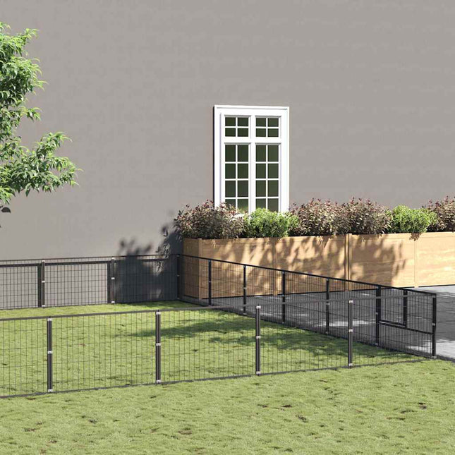 hundeløbegård 36 m² stål sort