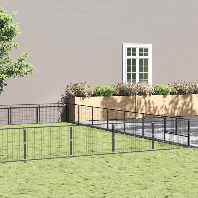 hundeløbegård 49 m² stål sort
