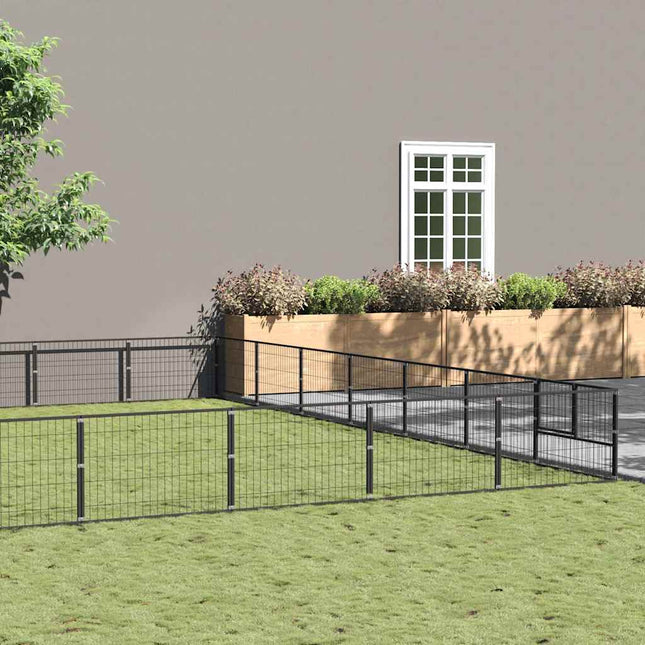 hundeløbegård 56 m² stål sort