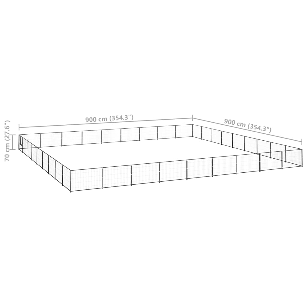 hundeløbegård 81 m² stål sort