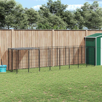 hundeløbegård 4,84 m² stål sort