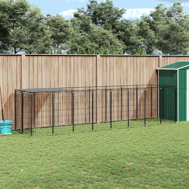 hundeløbegård 4,84 m² stål sort
