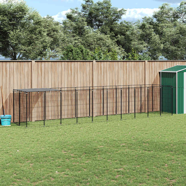 hundeløbegård 6,05 m² stål sort