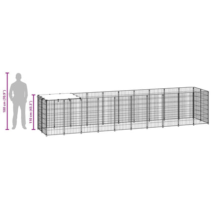 hundeløbegård 6,05 m² stål sølvfarvet