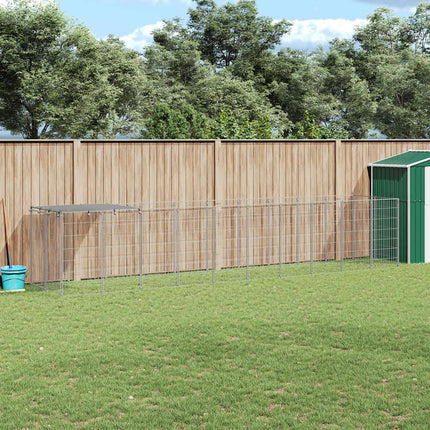 hundeløbegård 6,05 m² stål sølvfarvet