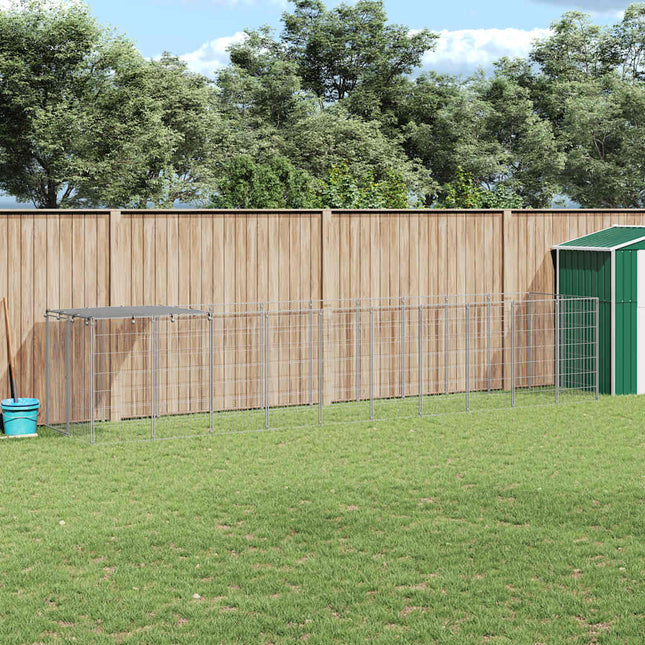 hundeløbegård 6,05 m² stål sølvfarvet