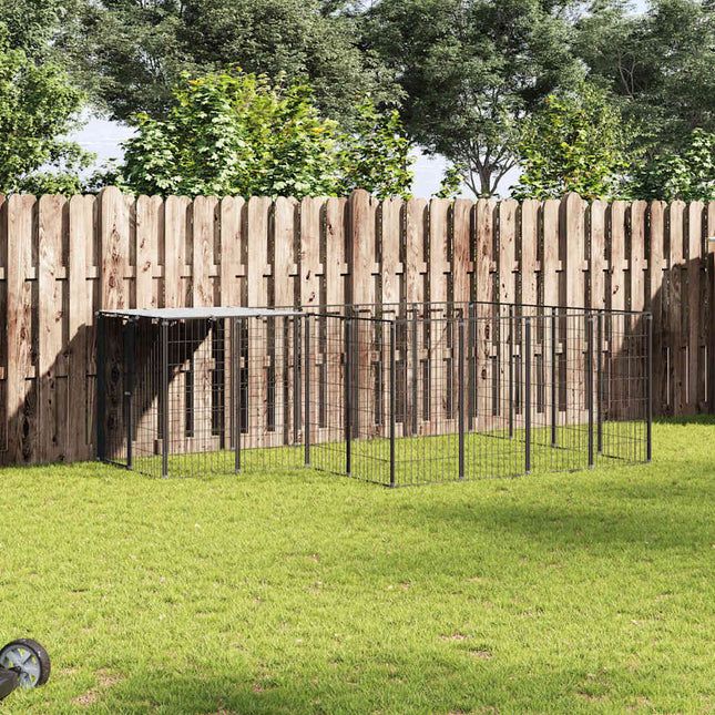 hundeløbegård 6,05 m² stål sort