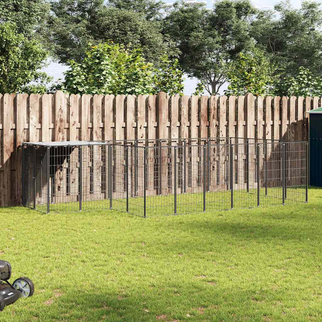 hundeløbegård 8,47 m² stål sort
