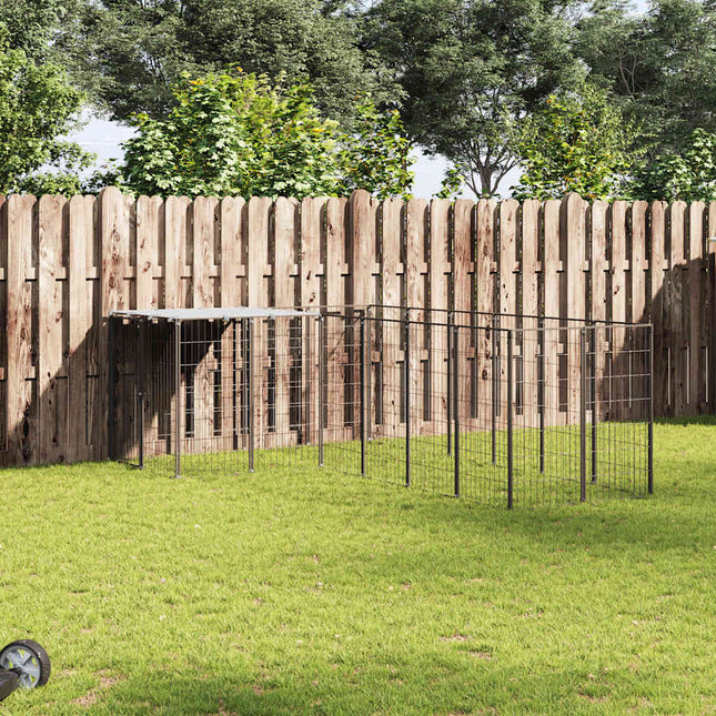 hundeløbegård 4,84 m² stål sort
