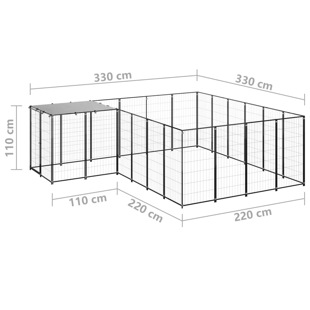 hundeløbegård 8,47 m² stål sort