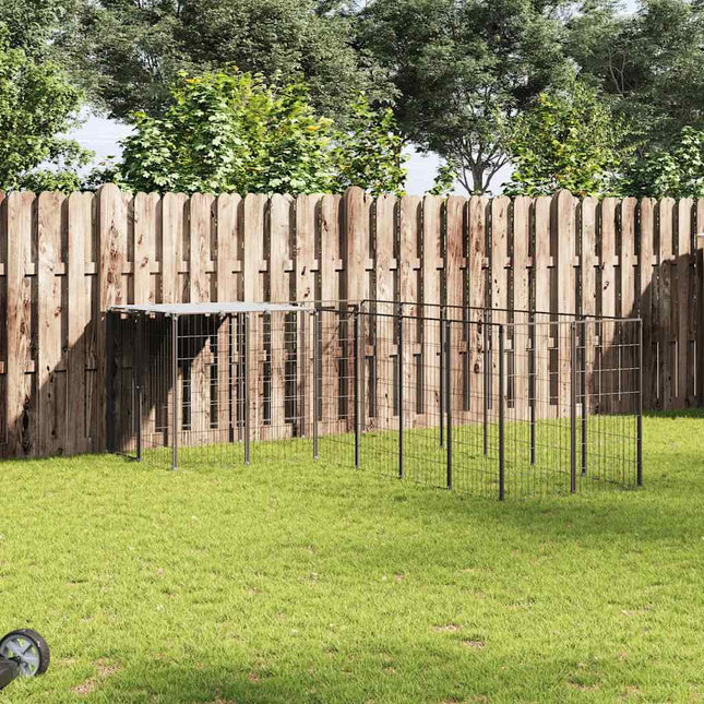 hundeløbegård 8,47 m² stål sort