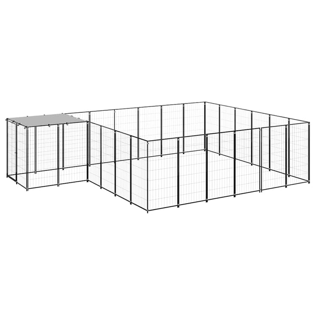 hundeløbegård 12,1 m² stål sort