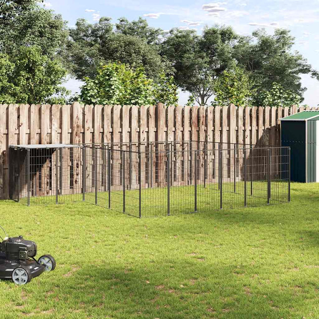 hundeløbegård 12,1 m² stål sort