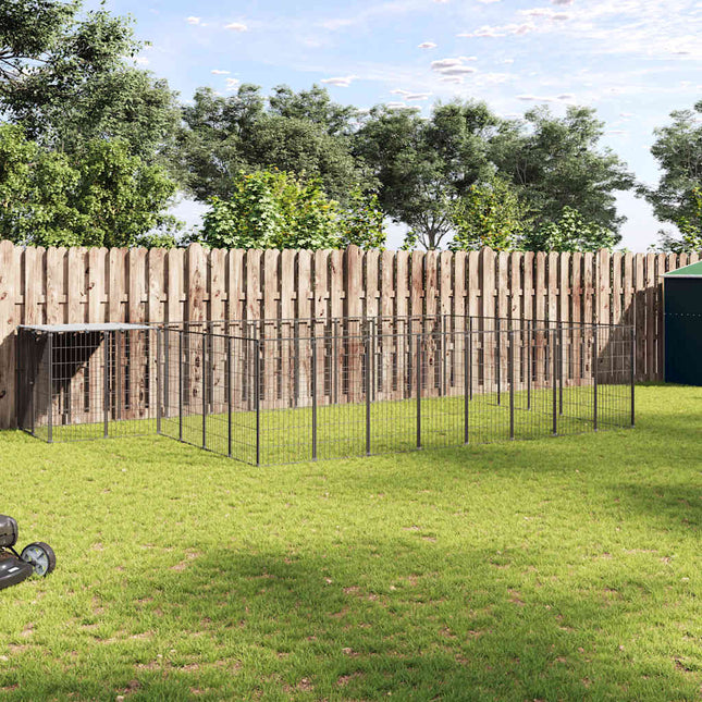 hundeløbegård 15,73 m² stål sort