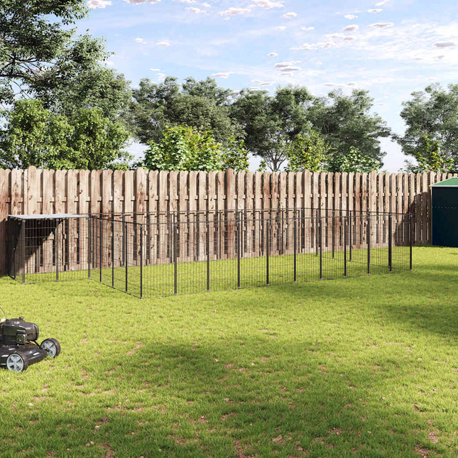 hundeløbegård 19,36 m² stål sort