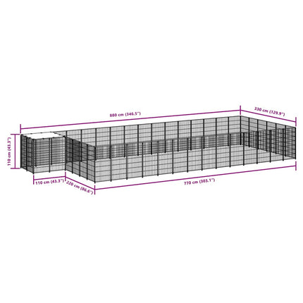 hundeløbegård 26,62 m² stål sort
