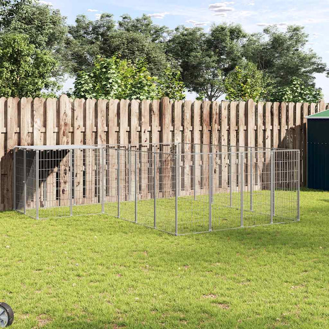 hundeløbegård 8,47 m² stål sølvfarvet