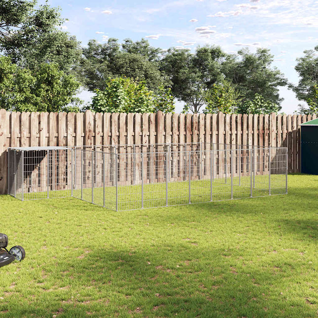 hundeløbegård 15,73 m² stål sølvfarvet