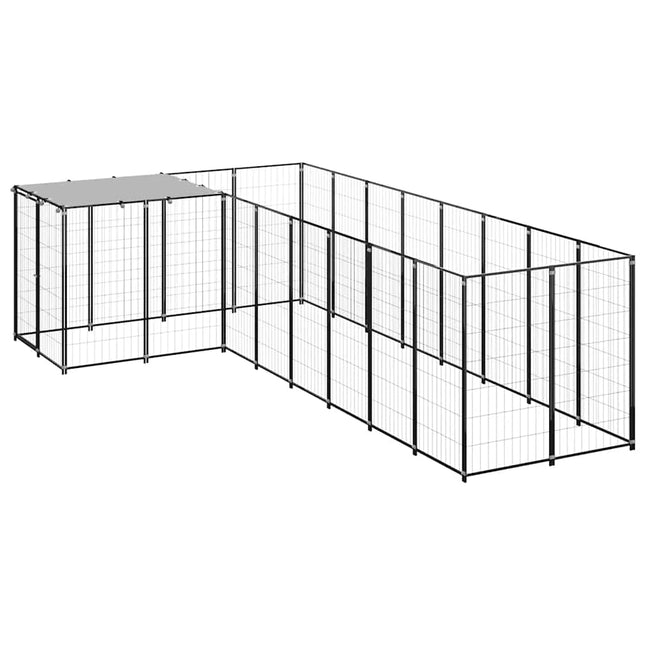 hundeløbegård 6,05 m² stål sort