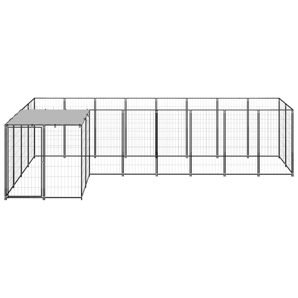 hundeløbegård 6,05 m² stål sort