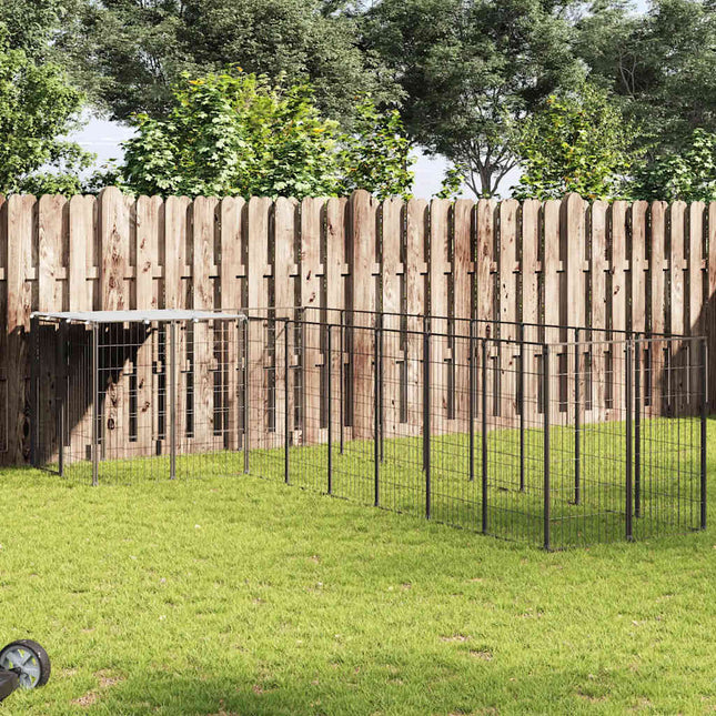 hundeløbegård 6,05 m² stål sort