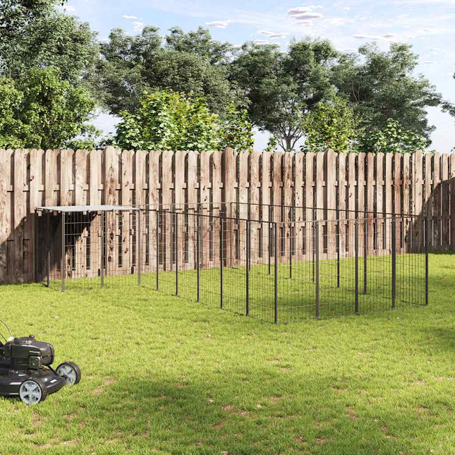 hundeløbegård 10,89 m² stål sort