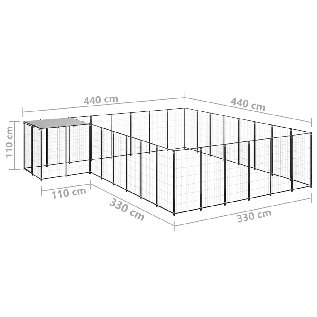hundeløbegård 15,73 m² stål sort