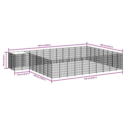 hundeløbegård 25,41 m² stål sort