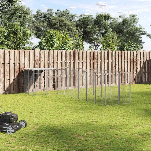 hundeløbegård 6,05 m² stål sølvfarvet