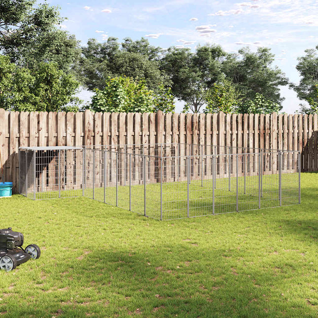 hundeløbegård 15,73 m² stål sølvfarvet