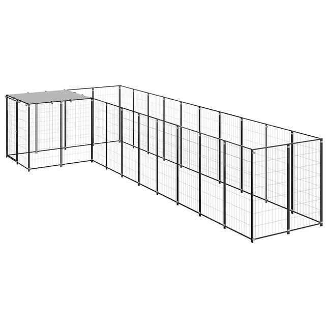 hundeløbegård 7,26 m² stål sort