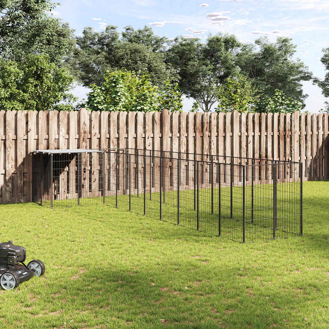 hundeløbegård 7,26 m² stål sort