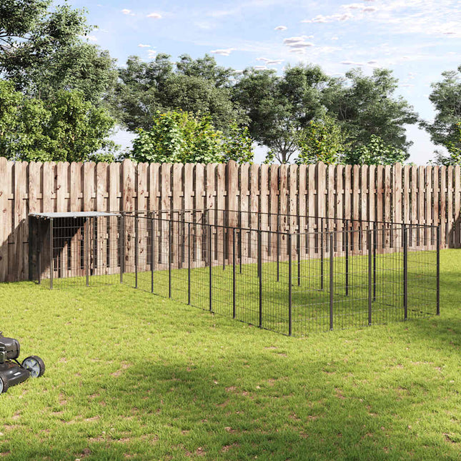 hundeløbegård 13,31 m² stål sort
