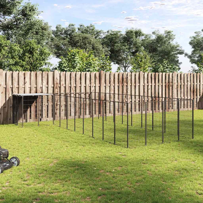 hundeløbegård 13,31 m² stål sort