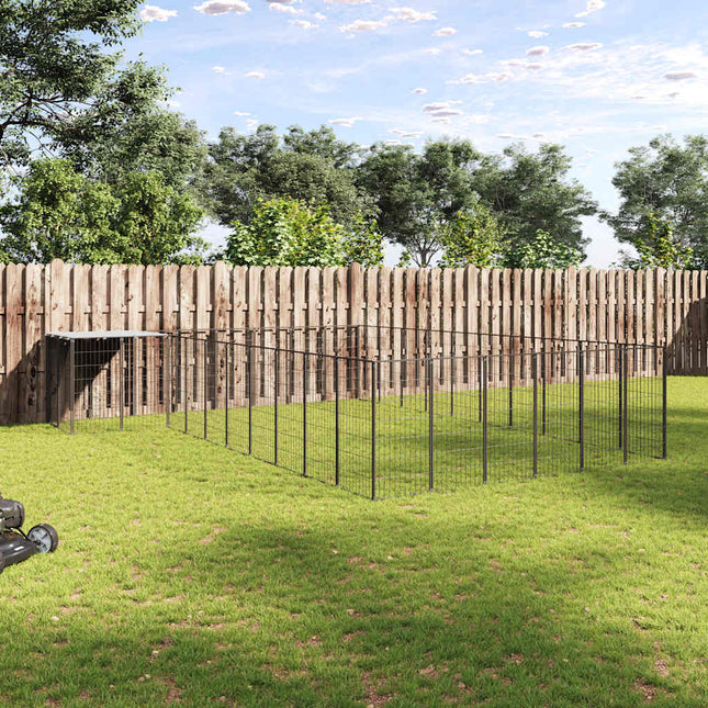 hundeløbegård 19,36 m² stål sort