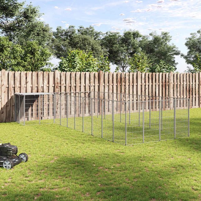 hundeløbegård 13,31 m² stål sølvfarvet