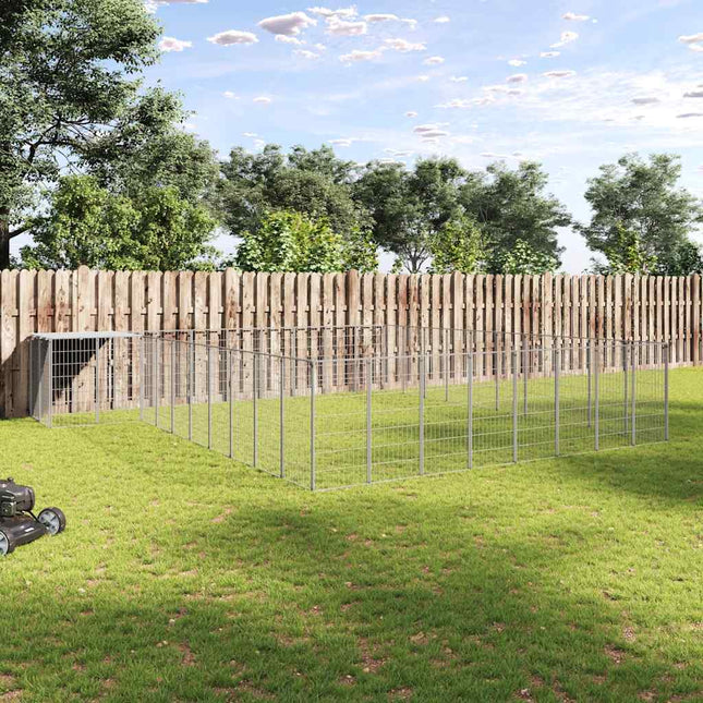 hundeløbegård 25,41 m² stål sølvfarvet