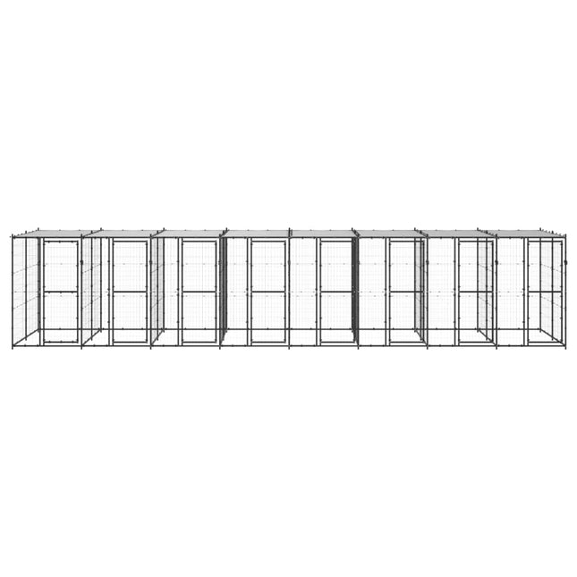 udendørs hundebur med tag 19,36 m² stål