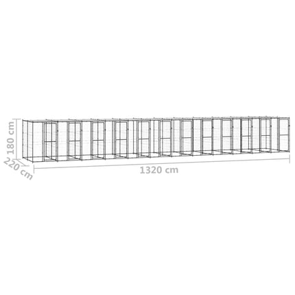 udendørs hundebur med tag 29,04 m² stål