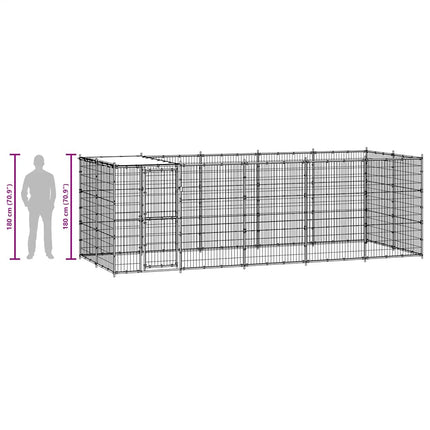 udendørs hundebur med tag 12,1 m² stål