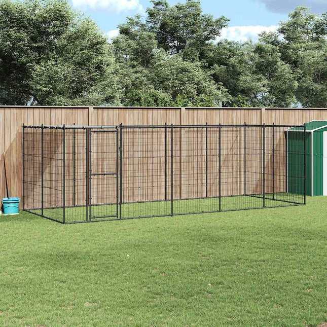 udendørs hundebur med tag 12,1 m² stål