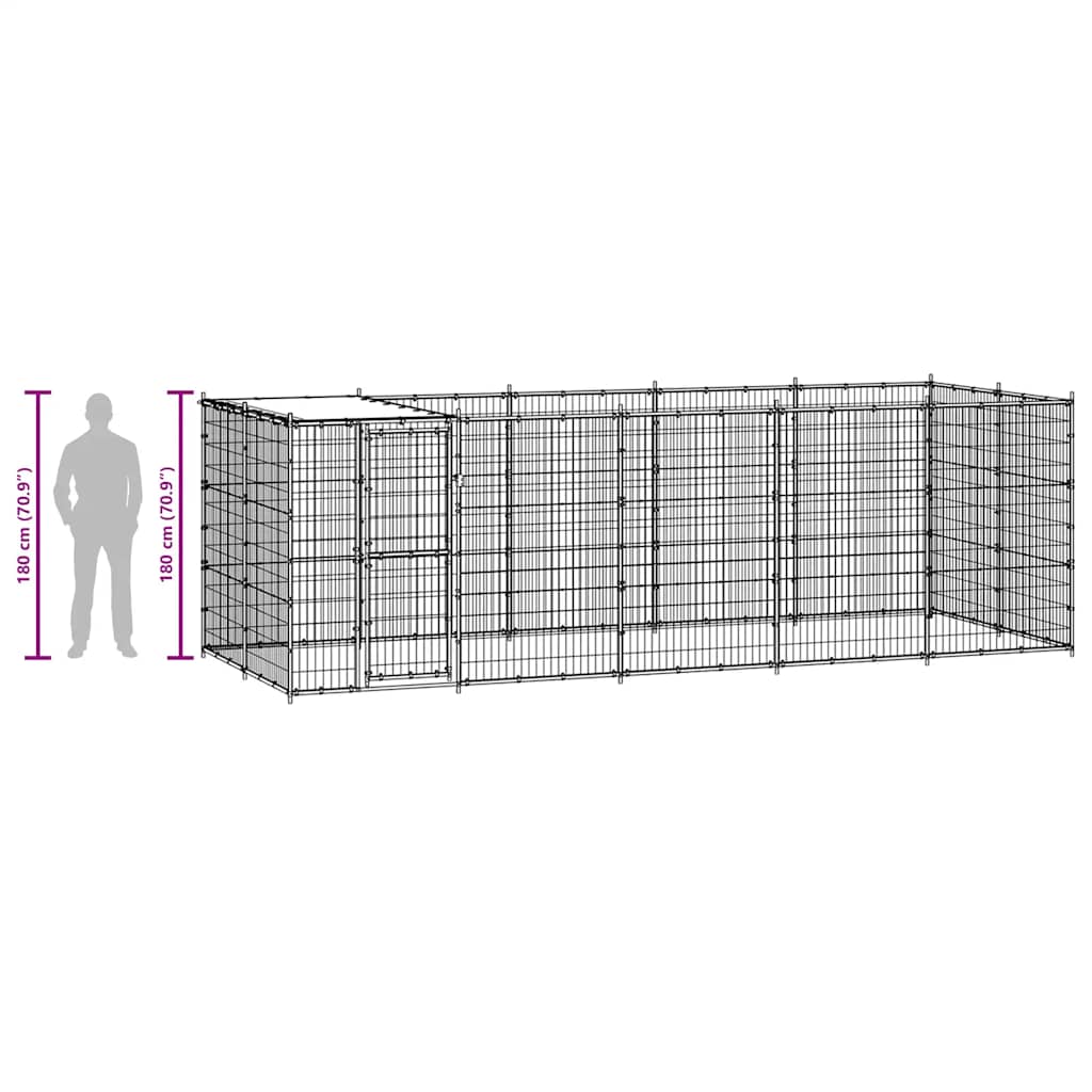udendørs hundebur med tag 12,1 m² galvaniseret stål