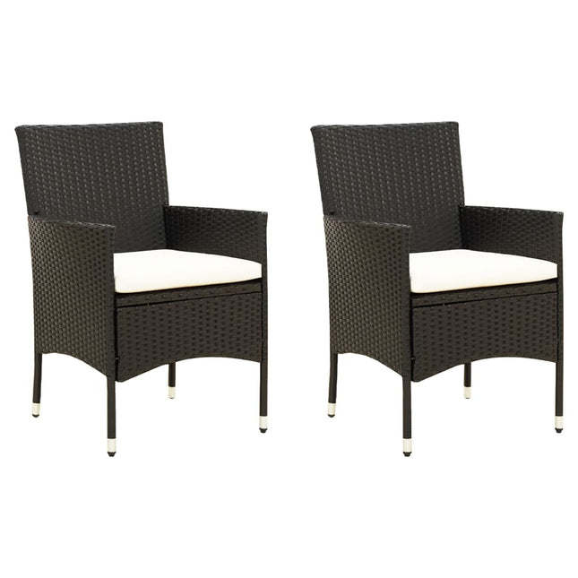 havestole med hynder 2 stk. polyrattan sort