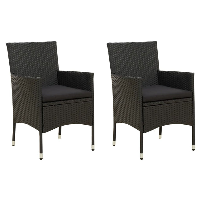 havestole med hynder 2 stk. polyrattan sort