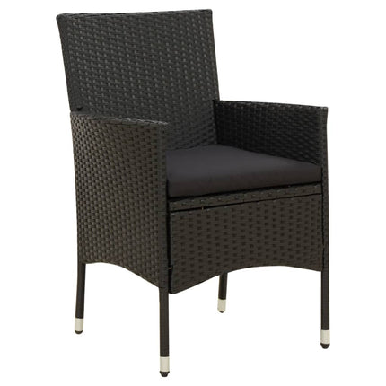 havestole med hynder 2 stk. polyrattan sort