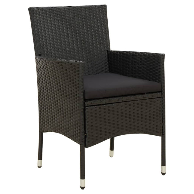 havestole med hynder 2 stk. polyrattan sort